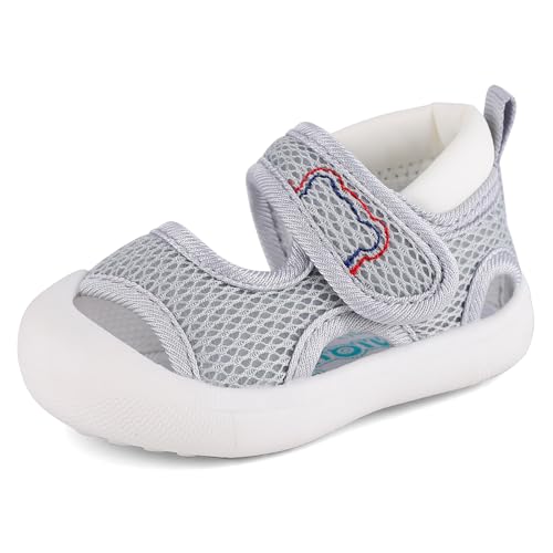 Cheerful Mario 0-3 Jahre Sport Sandalen Baby Jungen Mädchen Lauflernsandalen Kleinkinder Sommer Barfußschuhe Erste Schuhe Grau 21 EU von Cheerful Mario