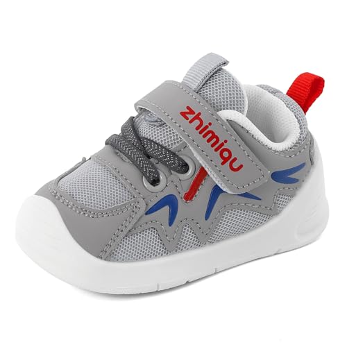 Cheerful Mario 1-3 Jahre Baby Sneaker Baby Jungen Mädchen Lauflernschuhe Kleinkinder Schuhe Atmungsaktiv und Antirutsch Grau 21 EU von Cheerful Mario