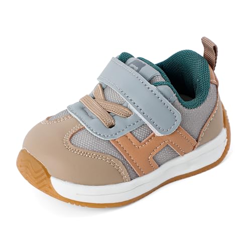 Cheerful Mario 1-3 Jahre Baby Sneaker Baby Jungen Mädchen Lauflernschuhe Kleinkinder Schuhe Atmungsaktiv und Antirutsch Grau-B 26 EU von Cheerful Mario