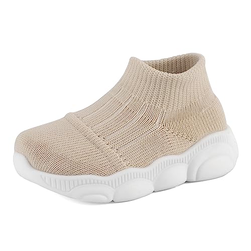 Cheerful Mario 1-4 Jahre Lauflernschuhe Baby Jungen Mädchen Krabbelschuhe Hausschuhe Sockenschuhe für Kleinkind Beige 18/19 EU von Cheerful Mario