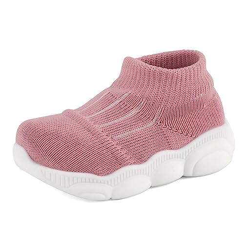 Cheerful Mario 1-4 Jahre Lauflernschuhe Baby Jungen Mädchen Krabbelschuhe Hausschuhe Sockenschuhe für Kleinkind Rosa-B 21/22 EU von Cheerful Mario