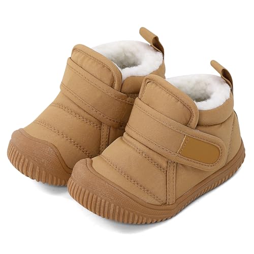 Cheerful Mario 1-5 Jahre Baby Jungen Mädchen Stiefel Lauflernschuhe Kleinkinder Winter Stiefel Warne Fell Gefüttert Winterscuhe Khaki 21 EU von Cheerful Mario