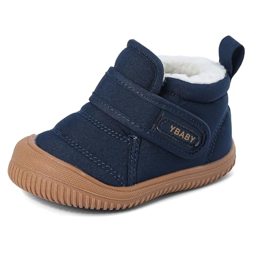 Cheerful Mario 1-5 Jahre Baby Jungen Mädchen Stiefel Lauflernschuhe Kleinkinder Winter Stiefel Warne Fell Gefüttert Winterscuhe Marine 26 EU von Cheerful Mario