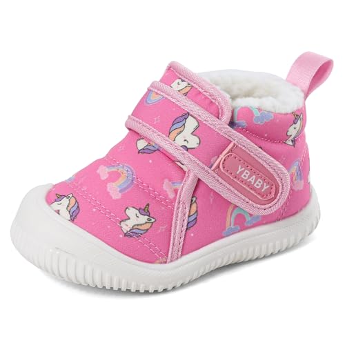 Cheerful Mario 1-5 Jahre Baby Jungen Mädchen Stiefel Lauflernschuhe Kleinkinder Winter Stiefel Warne Fell Gefüttert Winterscuhe Rosa 27 EU von Cheerful Mario
