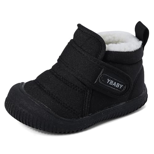 Cheerful Mario 1-5 Jahre Baby Jungen Mädchen Stiefel Lauflernschuhe Kleinkinder Winter Stiefel Warne Fell Gefüttert Winterscuhe Schwarz 25 EU von Cheerful Mario
