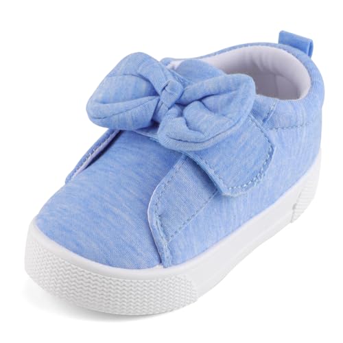Cheerful Mario 1-5 Jahre Baby Mädchen Canvas Schuhe Casual Sneakers Kleinkindschuhe Leuchtschuhe Freizeitschuhe Mit Bogenknoten Blau 27 EU von Cheerful Mario