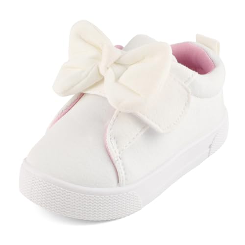 Cheerful Mario 1-5 Jahre Baby Mädchen Canvas Schuhe Casual Sneakers Kleinkindschuhe Leuchtschuhe Freizeitschuhe Mit Bogenknoten Weiß 25 EU von Cheerful Mario