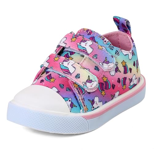 Cheerful Mario 1-5 Jahre Baby Mädchen Canvas Schuhe Mode Segeltuchschuhe Freizeit Sneakers für Kleinkind Mädchen Einhorn Neon 21 EU von Cheerful Mario