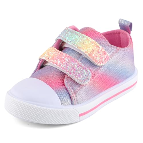 Cheerful Mario 1-5 Jahre Baby Mädchen Canvas Schuhe Mode Segeltuchschuhe Freizeit Sneakers für Kleinkind Mädchen Glitzer Neon 21 EU von Cheerful Mario