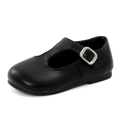 Cheerful Mario 1-5 Jahre Baby Mädchen Flat Ballerina Kleinkinder Mary Jane Halbschuhe Kleid Schuhe Prinzessin Schuhe Schwarz 26 EU von Cheerful Mario