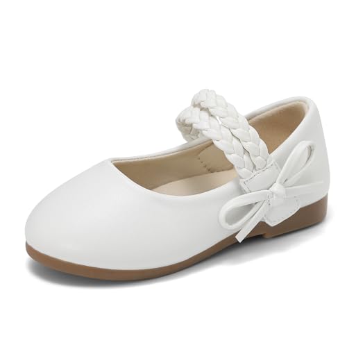 Cheerful Mario 1-5 Jahre Baby Mädchen Flat Ballerina Kleinkinder Mary Jane Halbschuhe Kleid Schuhe Prinzessin Schuhe Weiß 27 EU von Cheerful Mario