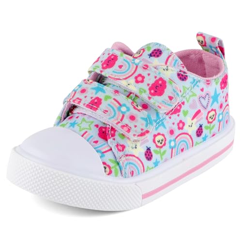 Cheerful Mario 1-5 Jahre Baby Mädchen Canvas Schuhe Mode Segeltuchschuhe Freizeit Sneakers für Kleinkind Mädchen Blume Hellblau 20 EU von Cheerful Mario