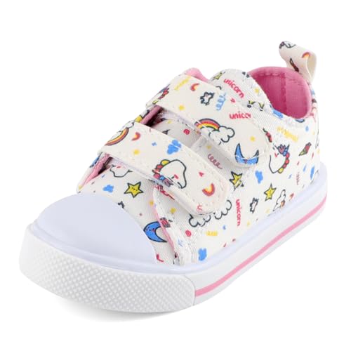 Cheerful Mario 1-5 Jahre Baby Mädchen Canvas Schuhe Mode Segeltuchschuhe Freizeit Sneakers für Kleinkind Mädchen Einhorn Weiß 19 EU von Cheerful Mario