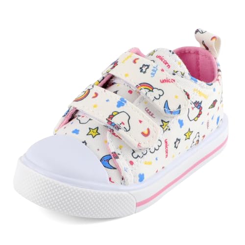 Cheerful Mario 1-5 Jahre Baby Mädchen Canvas Schuhe Mode Segeltuchschuhe Freizeit Sneakers für Kleinkind Mädchen Einhorn Weiß 25 EU von Cheerful Mario