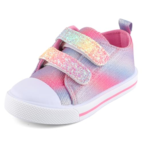 Cheerful Mario 1-5 Jahre Baby Mädchen Canvas Schuhe Mode Segeltuchschuhe Freizeit Sneakers für Kleinkind Mädchen Glitzer Neon 22 EU von Cheerful Mario