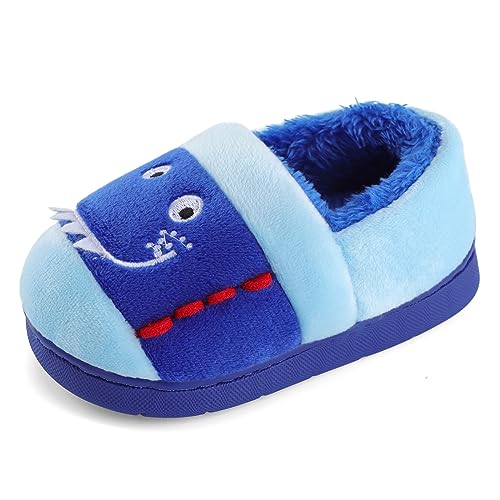 Cheerful Mario 1-5 Jahre Hausschuhe Kinder Mädchen Jungen Winter Pantoffeln Wärme Plüschfutter Monster Blau 24/25 EU von Cheerful Mario