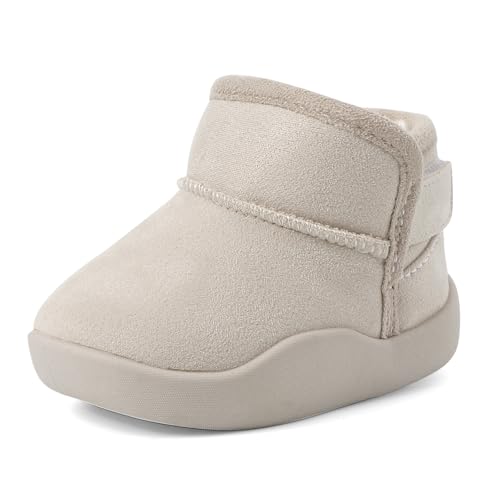 Cheerful Mario 1-5 Jahre Winterstiefel Baby Jungen Mädchen Kleinkinder Winter Schuhe Lauflernschuhe Warmes Plüsch Gefüttert Leicht Anzuziehen Beige 22 EU von Cheerful Mario