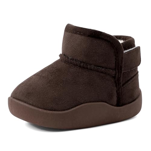 Cheerful Mario 1-5 Jahre Winterstiefel Baby Jungen Mädchen Kleinkinder Winter Schuhe Lauflernschuhe Warmes Plüsch Gefüttert Leicht Anzuziehen Braun 22 EU von Cheerful Mario