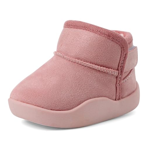 Cheerful Mario 1-5 Jahre Winterstiefel Baby Jungen Mädchen Kleinkinder Winter Schuhe Lauflernschuhe Warmes Plüsch Gefüttert Leicht Anzuziehen Rosa 27 EU von Cheerful Mario
