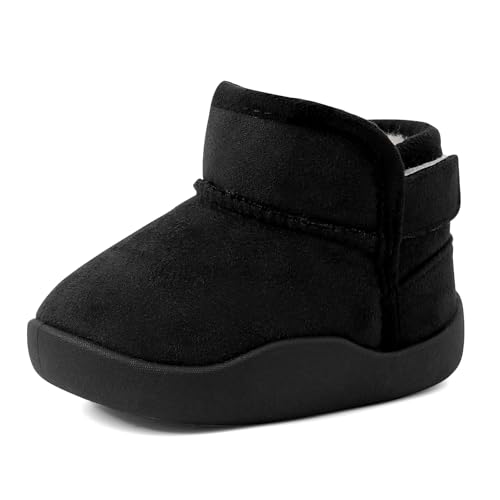 Cheerful Mario 1-5 Jahre Winterstiefel Baby Jungen Mädchen Kleinkinder Winter Schuhe Lauflernschuhe Warmes Plüsch Gefüttert Leicht Anzuziehen Schwarz 25 EU von Cheerful Mario