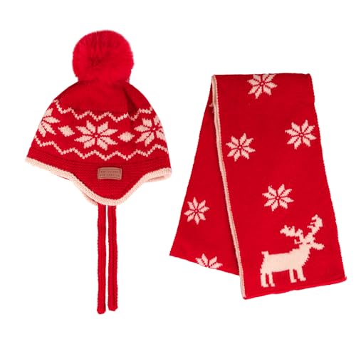 Cheerful Mario 1-5 T Jungen Mädchen Mütze Schal Sets Baby Kleinkinder Winter Strickmützen Mit Pom pom Beanie Mit Schal Rot von Cheerful Mario