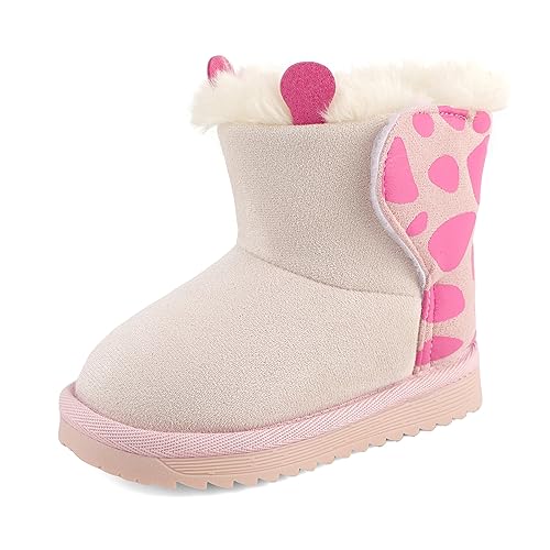 Cheerful Mario 1-7 Jahr Kinder Winter Stiefel Jungen Mädchen Warmes Plüsch Gefüttert Schneestiefel Rosa 22/23 EU von Cheerful Mario