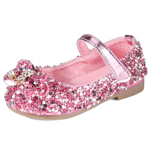 Cheerful Mario 1-7 Jahre Ballerina Schuhe Mädchen Prinzessin Mary Jane Halbschuhe Glitzerschuhe für Mädchen Party Kleid Schuhe Rosa 31 EU von Cheerful Mario