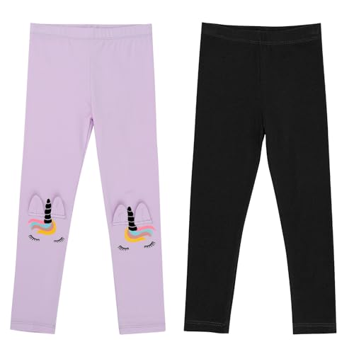 Cheerful Mario 2-7 Jaher Multipack Leggings Mädchen Kleinkind Baumwolle Hosen Lang Weich und Bequem Lila/Schwarz 6-7 Jahre von Cheerful Mario