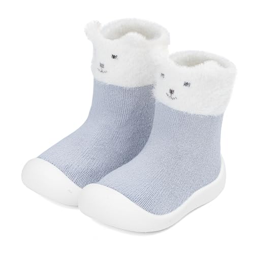 Cheerful Mario 6-24 Monate Baby Sockenschuhe Krabbelschuhe Für Baby Jungen Mädchen Erster Schuhe Lauflernschuhe Weich und Rutschschutz Blau 19 EU von Cheerful Mario
