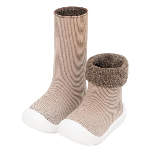 Cheerful Mario 6-24 Monate Baby Sockenschuhe Krabbelschuhe Für Baby Jungen Mädchen Erster Schuhe Lauflernschuhe Weich und Rutschschutz Kachi-B 19 EU von Cheerful Mario