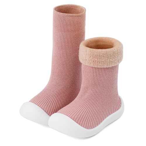 Cheerful Mario 6-24 Monate Baby Sockenschuhe Krabbelschuhe Für Baby Jungen Mädchen Erster Schuhe Lauflernschuhe Weich und Rutschschutz Rosa 22 EU von Cheerful Mario