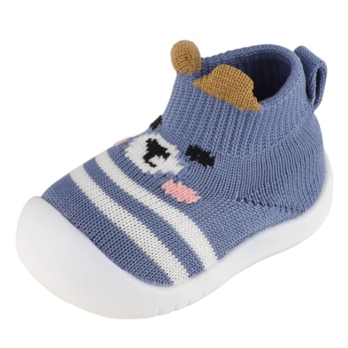 Cheerful Mario Baby Jungen Mädchen Lauflernschuhe Krabbelscuhe Baby Sockenschuhe Kleinkinder Hausschuhe Babybodenschuhe rutschfeste Blau 12-18 Monate von Cheerful Mario