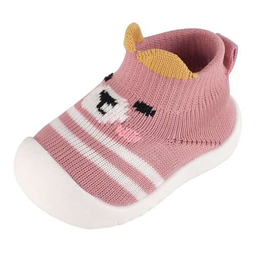 Cheerful Mario Baby Jungen Mädchen Lauflernschuhe Krabbelscuhe Baby Sockenschuhe Kleinkinder Hausschuhe Babybodenschuhe rutschfeste Rosa 12-18 Monate von Cheerful Mario