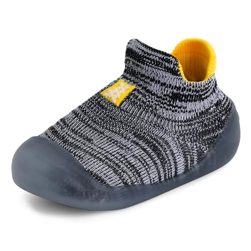 Cheerful Mario Baby Jungen Mädchen Lauflernschuhe Krabbelscuhe Baby Sockenschuhe Kleinkinder Hausschuhe Babybodenschuhe rutschfeste Schwarz 18-24 Monate von Cheerful Mario
