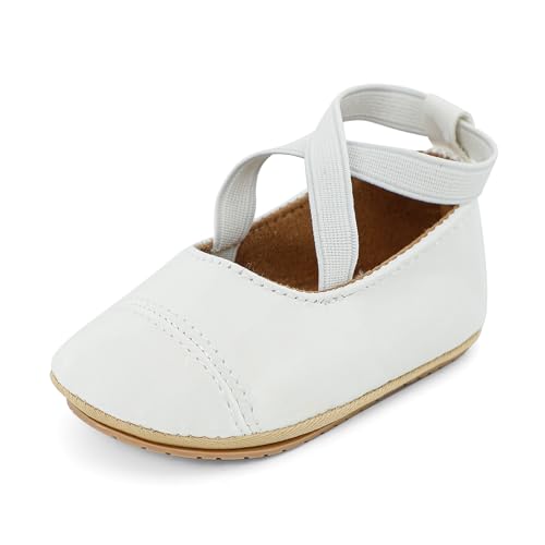 Cheerful Mario Baby Mädchen Schuhe Baby Ballerina Schuhe Lauflernschuhe Taufe Schuhe mit Bowknot PU Leder Babyschuhe Weiß-B 12-18 Monate von Cheerful Mario