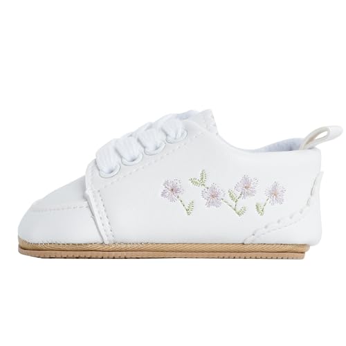 Cheerful Mario Baby Mädchen Schuhe Baby Ballerina Schuhe Lauflernschuhe Taufe Schuhe mit Bowknot PU Leder Babyschuhe Weiß-E 12-18 Monate von Cheerful Mario