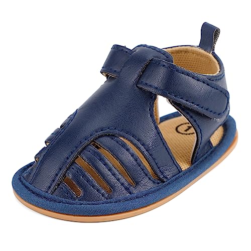 Cheerful Mario Baby Sandalen Lauflernschuhe für Baby Jungen Mädchen Erster Schuhe Krabbelschuhe Marine 12-18 Monat von Cheerful Mario