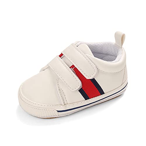 Cheerful Mario Lauflernschuhe Baby Jungen Mädchen Weiches PU-Leder Babyschuhe Erste Schuhe Antirutsch Weiß Streifen 12-18 Monate Cheerful Mario Lauflernschuhe Baby Jungen Mädchen Weiches PU-Leder Babyschuhe Erste Schuhe Antirutsch Weiß Streifen 12-18 Monate von Cheerful Mario