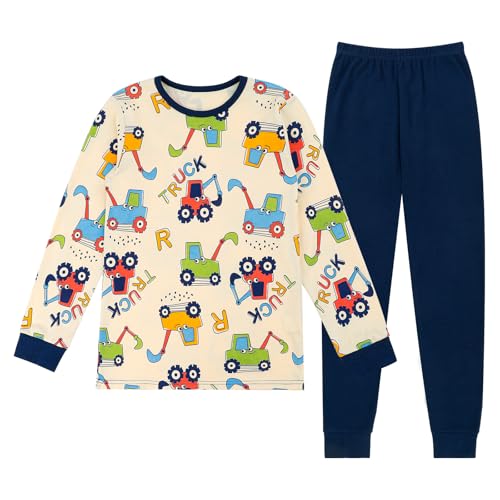 Cheerful Mario Baumwolle Schlafanzug Jungen Lange Ärmel Pyjama Set Für Kleinkinder Kinder in Herbst Winter Bagger 104 von Cheerful Mario