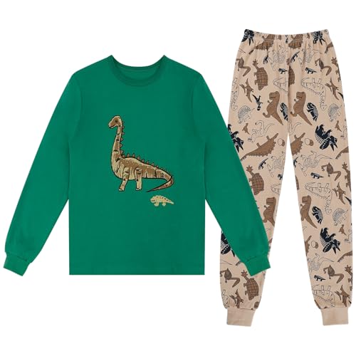 Cheerful Mario Baumwolle Schlafanzug Jungen Lange Ärmel Pyjama Set Für Kleinkinder Kinder in Herbst Winter Dino-D 122 von Cheerful Mario