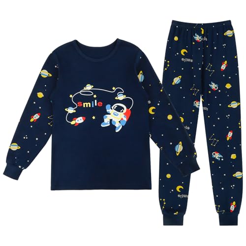 Cheerful Mario Baumwolle Schlafanzug Jungen Lange Ärmel Pyjama Set Für Kleinkinder Kinder in Herbst Winter Traktor 152 von Cheerful Mario