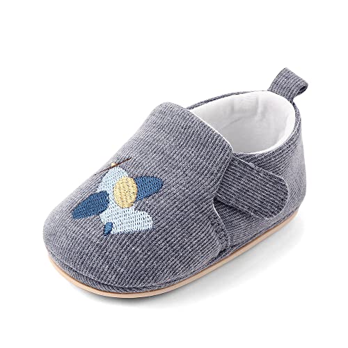 Cheerful Mario Hausschuhe für Baby Jungen Mädchen Baby Lauflernschuhe Krabbelschuhe Baby Crib Schuhe Anti-Rutsch Grau 12-18 Monate (Etikett 130) von Cheerful Mario