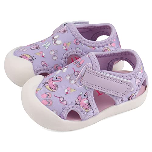 Cheerful Mario Lauflernschuhe Baby Mädchen 1-3 T Sport Sandalen für Kleinkinder Atmungsaktiv Antirutsch Lila 22 EU von Cheerful Mario