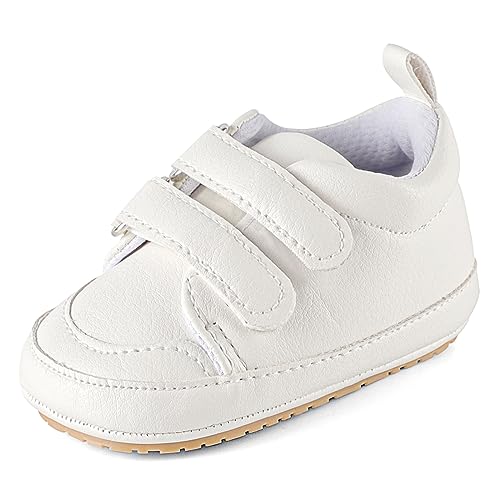 Cheerful Mario Lauflernschuhe Baby Jungen Mädchen Weiches PU-Leder Babyschuhe Erste Schuhe Antirutsch Rein Weiß 12-18 Monate von Cheerful Mario