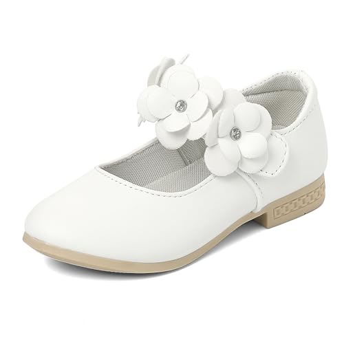 Cheerful Mario Mädchen Mary Jane Schuhe Kleinkinder Prinzessinnenschuhe Ballerinas Kleid Schuhe Weiß-A 31 EU von Cheerful Mario