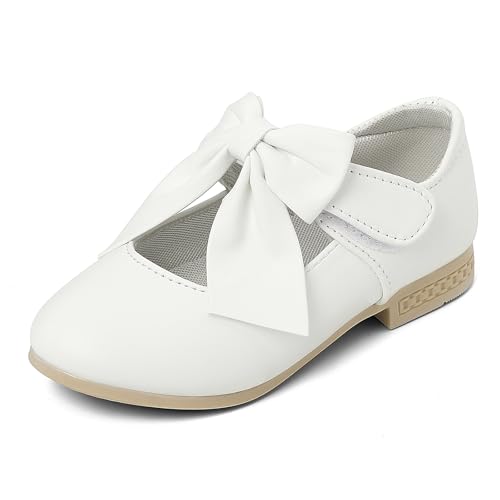 Cheerful Mario Mädchen Mary Jane Schuhe Kleinkinder Prinzessinnenschuhe Ballerinas Kleid Schuhe Weiß-B 26 EU von Cheerful Mario