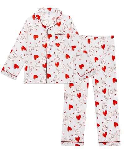 Cheerful Mario Satin Schlafanzug Mädchen Kinder Langarm Pyjama Set Dünnen Und Glatt wie Seide Herz 110 von Cheerful Mario