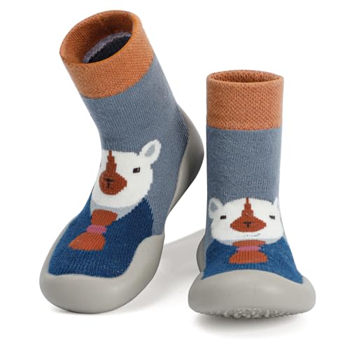 Cheerful Mario Sockenschuhe Baby Jungen Mädchen Krabbelschuhe Barfußschuhe Lauflernschuhe Atmungsaktiv und rutschfest Hausschuhe Für Kleinkind Blau 6-9 Monate von Cheerful Mario