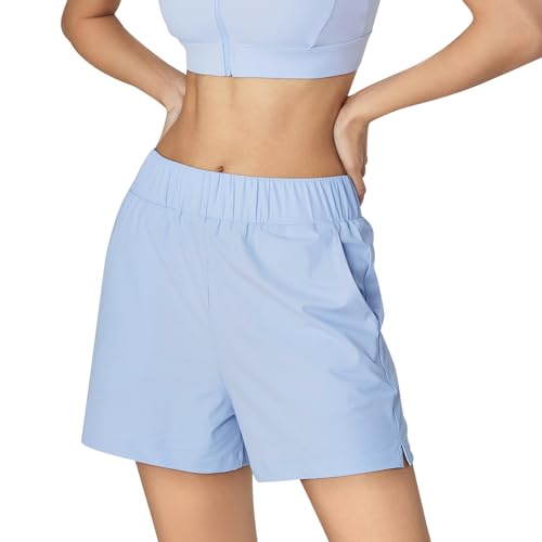 Cheerful Mario Sommer Shorts Damen Laufshorts Hohe Elastizität Baggy Sweatshorts Für Sport Gym Running Badminton Tennis Strand Blau M von Cheerful Mario