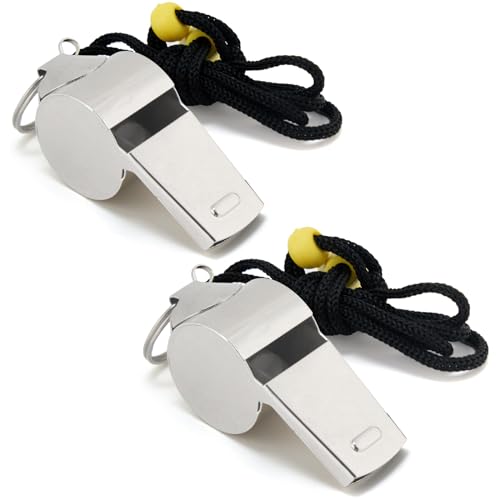 Cheerhom 2er-Set Edelstahl-Sportband, laute Töne Perfekt, Schiedsrichterpfeife für Lehrer und Kinder aus Metall für Trainer, Schwarz von Cheerhom